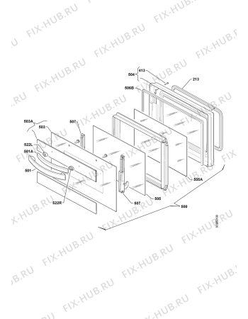 Взрыв-схема плиты (духовки) Electrolux EBCSL70ABSNR73730668 - Схема узла Door 003